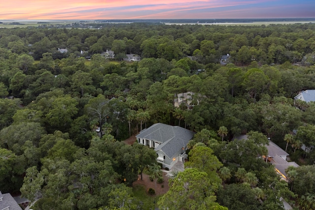 view of aerial view at dusk