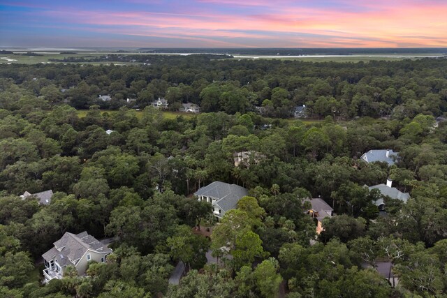 view of aerial view at dusk