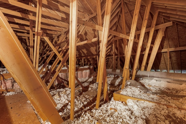 view of unfinished attic