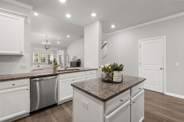 3438 Great Egret Dr, Johns Island, SC 29455 - kitchen with stainless steel dishwasher, recessed lighting, a sink, and dark wood finished floors