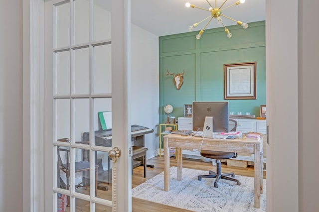 1607 Waterside Blvd, Moncks Corner, SC 29461 - office area featuring a chandelier and wood finished floors