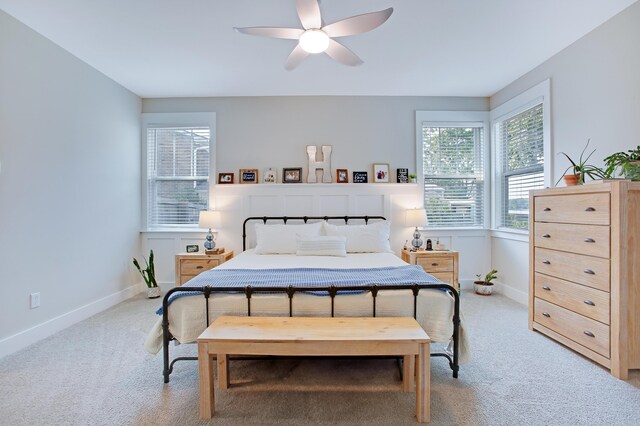 1607 Waterside Blvd, Moncks Corner, SC 29461 - bedroom with light colored carpet, baseboards, and a ceiling fan