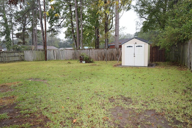 view of yard with a shed