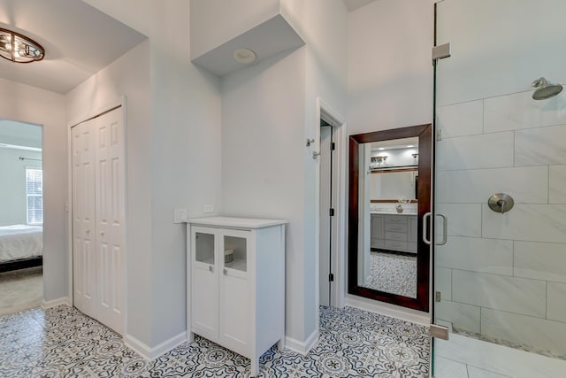 hallway with light tile patterned floors