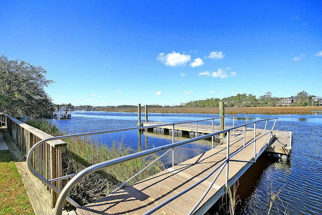 view of dock featuring a water view