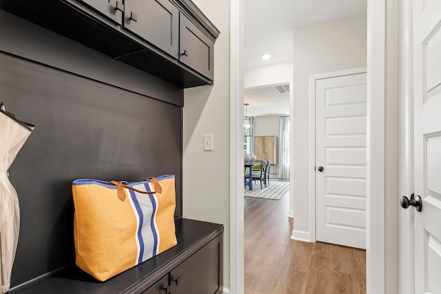 mudroom featuring light wood-type flooring