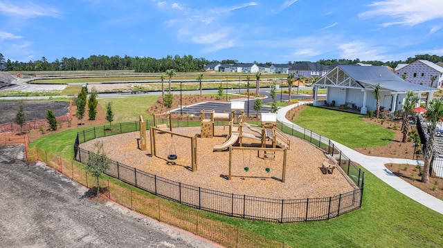 view of play area with a yard