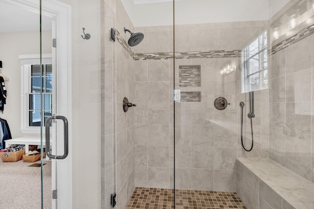 full bathroom featuring a shower stall