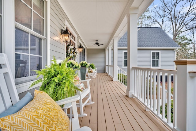 deck with covered porch