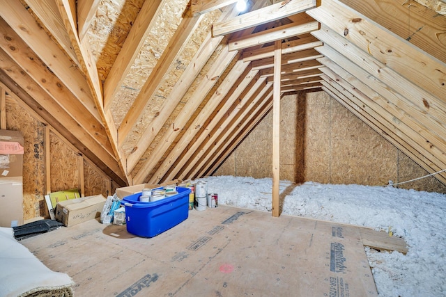 view of unfinished attic