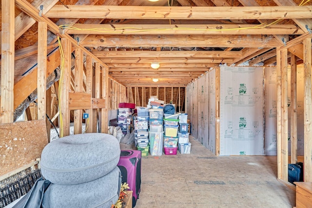 view of unfinished attic