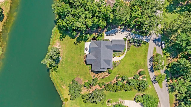 bird's eye view featuring a water view