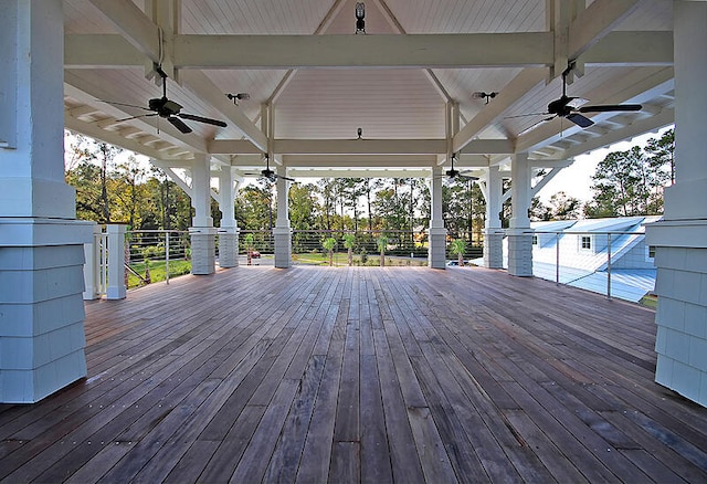 deck featuring a ceiling fan