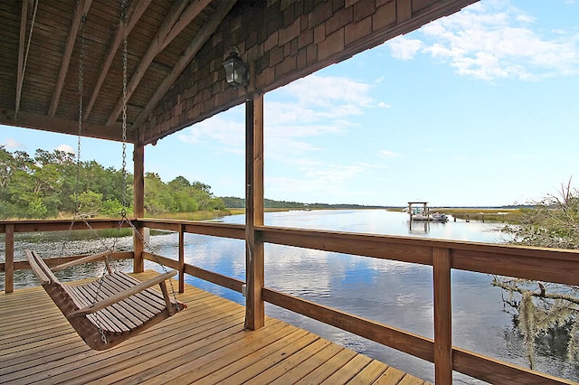 view of dock featuring a water view