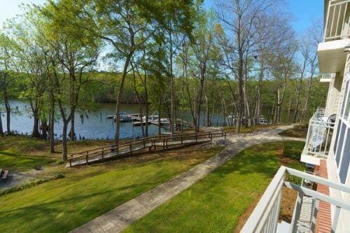 view of yard with a water view