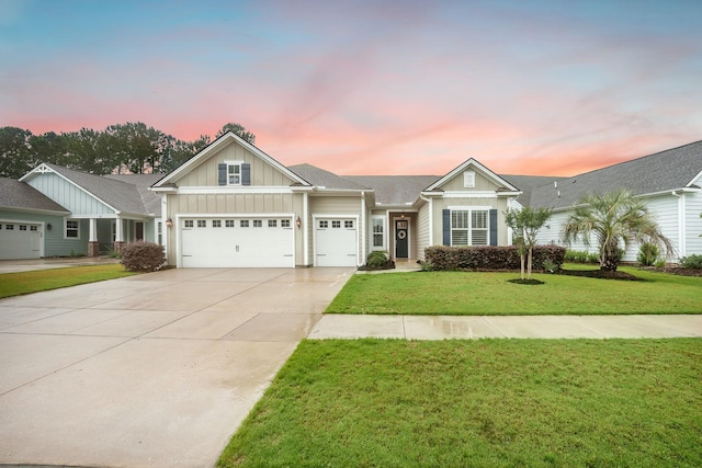 331 Fish Creek Ct, Summerville, SC 29486 - view of front of property featuring board and batten siding, concrete driveway, a garage, and a front yard