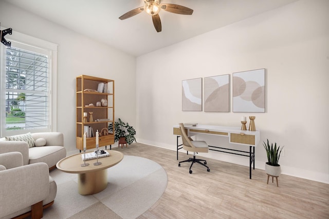 331 Fish Creek Ct, Summerville, SC 29486 - office area with ceiling fan, wood finished floors, and baseboards