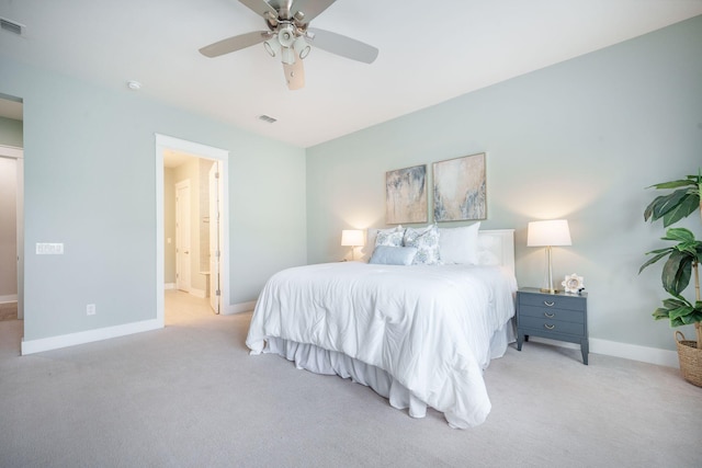 331 Fish Creek Ct, Summerville, SC 29486 - bedroom featuring light colored carpet, baseboards, ensuite bathroom, and ceiling fan