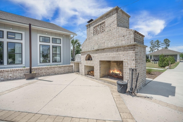 331 Fish Creek Ct, Summerville, SC 29486 - view of patio / terrace featuring an outdoor brick fireplace