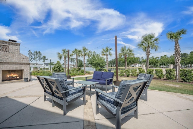 331 Fish Creek Ct, Summerville, SC 29486 - view of patio featuring an outdoor living space with a fireplace