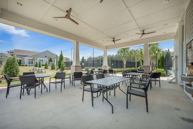 331 Fish Creek Ct, Summerville, SC 29486 - view of patio with a ceiling fan, fence, and outdoor dining area
