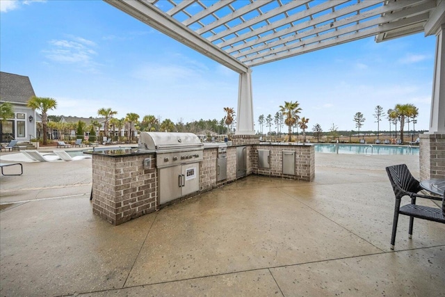 331 Fish Creek Ct, Summerville, SC 29486 - view of patio with a grill, area for grilling, a pergola, and a community pool