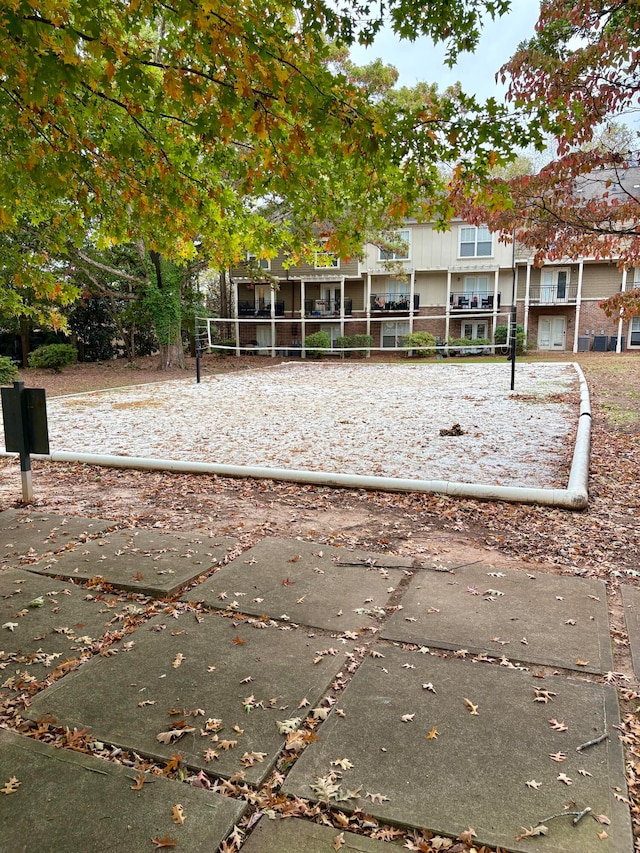 exterior space with volleyball court