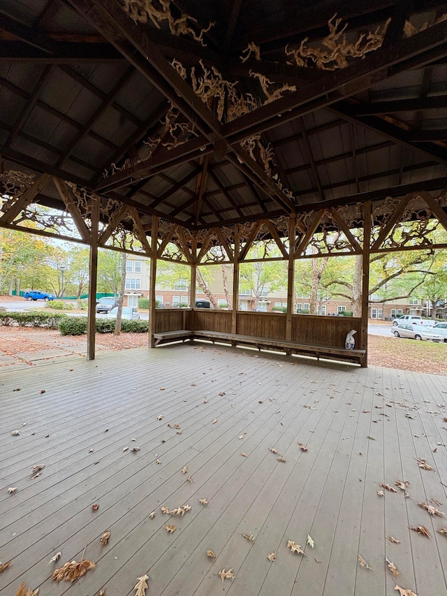 wooden deck with a gazebo