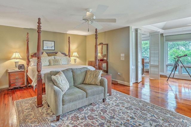 2287 Shoreline Dr, Johns Island, SC 29455 - bedroom with wood-type flooring and a ceiling fan