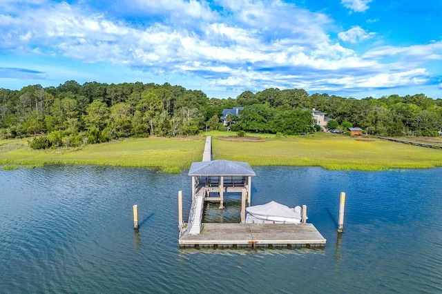 2287 Shoreline Dr, Johns Island, SC 29455 - dock area with a water view and a forest view