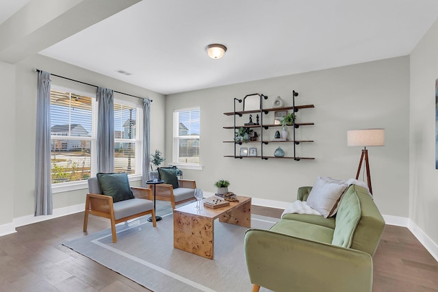 interior space with dark hardwood / wood-style flooring