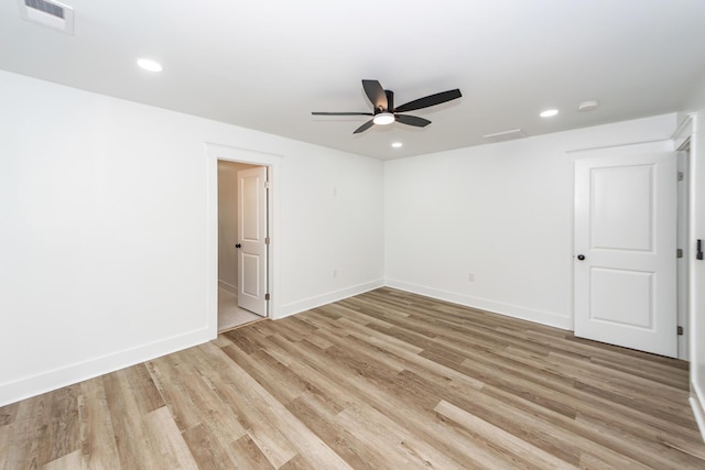 2219 Eagle Dr, North Charleston, SC 29406 - empty room with a ceiling fan, baseboards, recessed lighting, light wood-type flooring, and visible vents