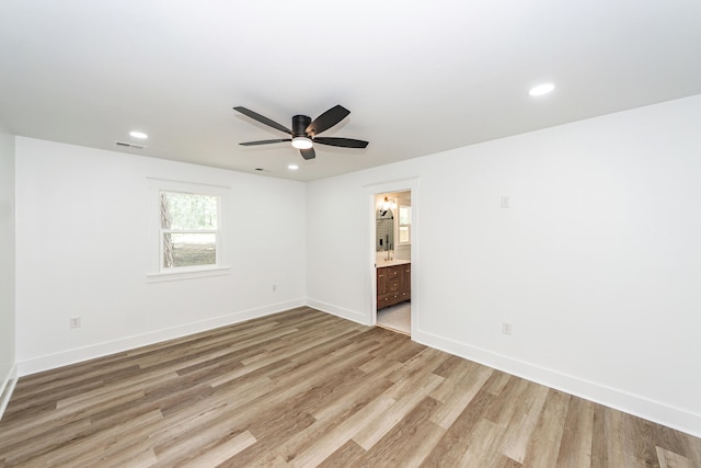 2219 Eagle Dr, North Charleston, SC 29406 - spare room with baseboards, recessed lighting, light wood-style flooring, and ceiling fan