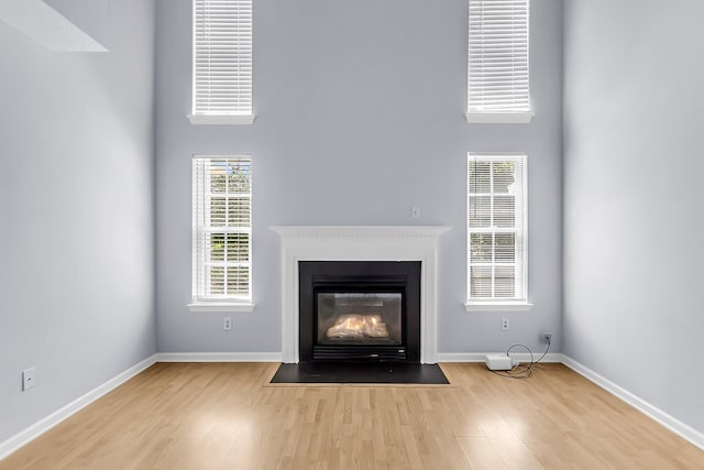 230 Darcy Ave, Goose Creek, SC 29445 - detailed view of wood finished floors, baseboards, a heating unit, and a fireplace with flush hearth