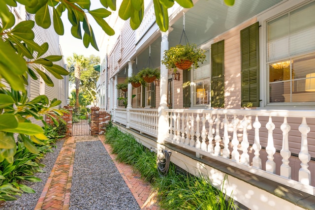 view of home's exterior featuring covered porch