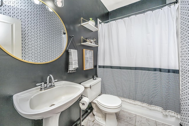 2468 Marina Rd, Wadmalaw Island, SC 29487 - full bathroom with toilet, a sink, and shower / bath combination with curtain