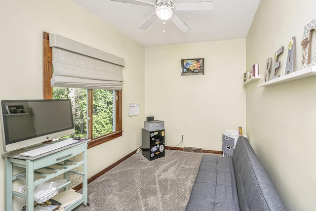 2468 Marina Rd, Wadmalaw Island, SC 29487 - carpeted office space with ceiling fan, baseboards, and a textured ceiling