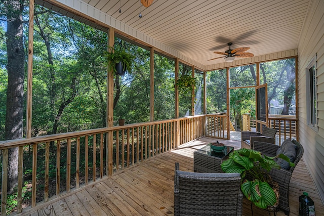 2468 Marina Rd, Wadmalaw Island, SC 29487 - wooden terrace with a ceiling fan and an outdoor living space