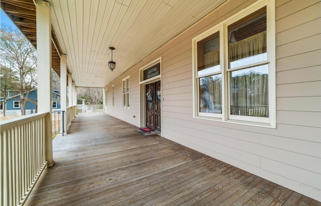 deck with a porch