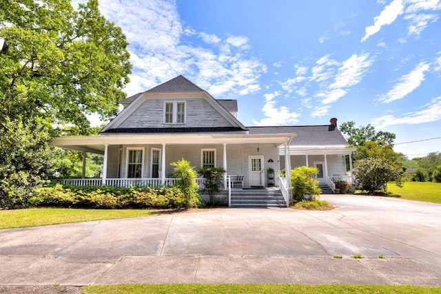 farmhouse with covered porch