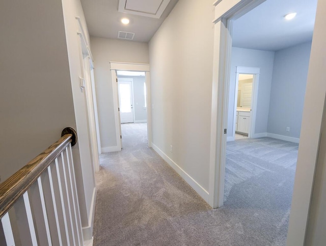 444 Parish Farms Dr, Summerville, SC 29486 - corridor with light colored carpet, an upstairs landing, and recessed lighting