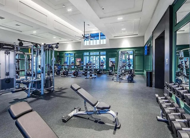 444 Parish Farms Dr, Summerville, SC 29486 - gym featuring a ceiling fan and a high ceiling