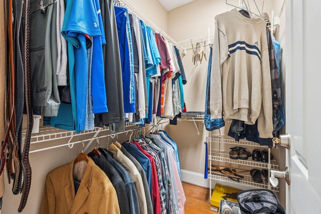 spacious closet with wood finished floors