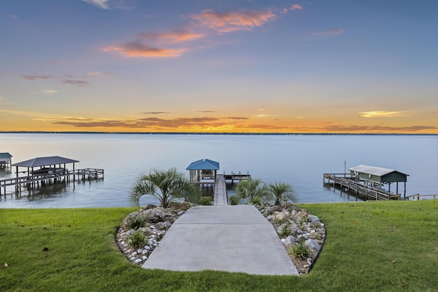 359 Green St, Santee, SC 29142 - dock area with a water view, boat lift, and a yard