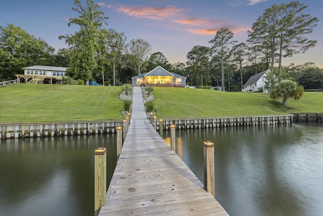 359 Green St, Santee, SC 29142 - dock featuring a water view and a lawn