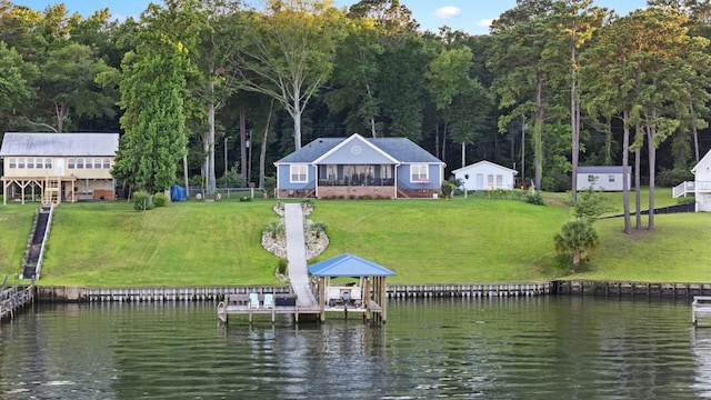 359 Green St, Santee, SC 29142 - dock featuring a water view and a lawn