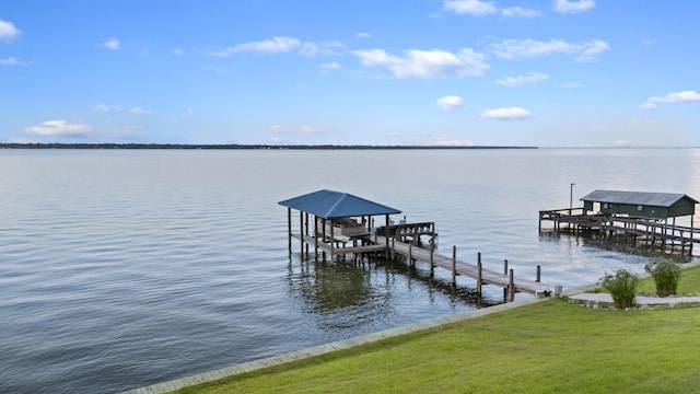 359 Green St, Santee, SC 29142 - dock area featuring boat lift, a water view, and a yard