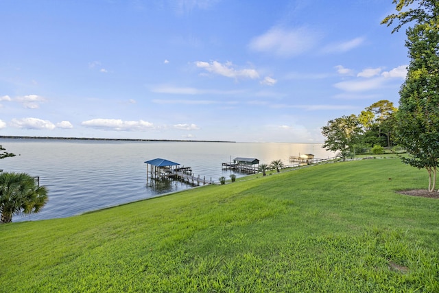 359 Green St, Santee, SC 29142 - dock with a water view, a lawn, and boat lift