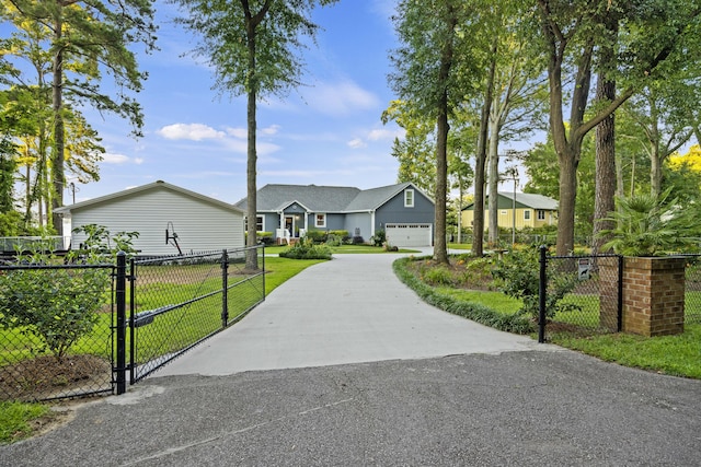 359 Green St, Santee, SC 29142 - ranch-style home with a gate, driveway, and a garage