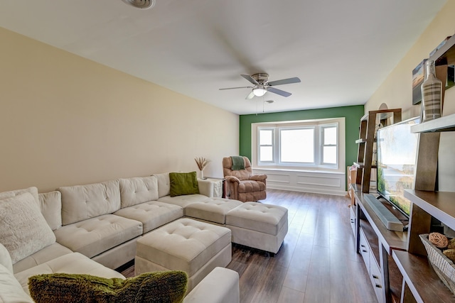 403 Forest Cir, Summerville, SC 29483 - living area featuring dark wood-style flooring and a ceiling fan
